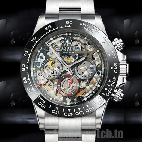 rolex skeleton wrist watch|automatic skeleton watch with date.